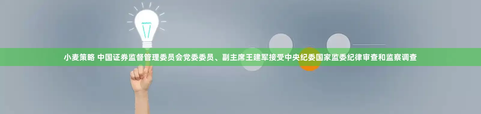 小麦策略 中国证券监督管理委员会党委委员、副主席王建军接受中央纪委国家监委纪律审查和监察调查